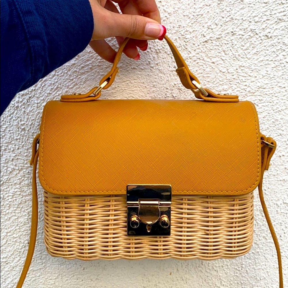 ZARA woven/leather cross body bag